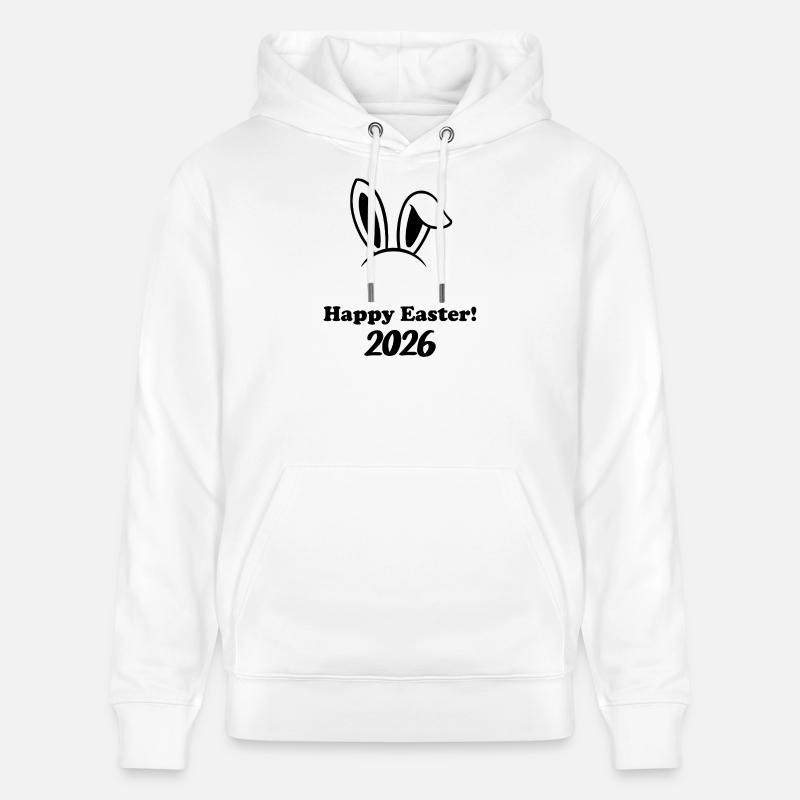 Happy Easter 2026 - Easter Bunny Design - Stanley/Stella CRUISER Unisex Organic Hoodie - white