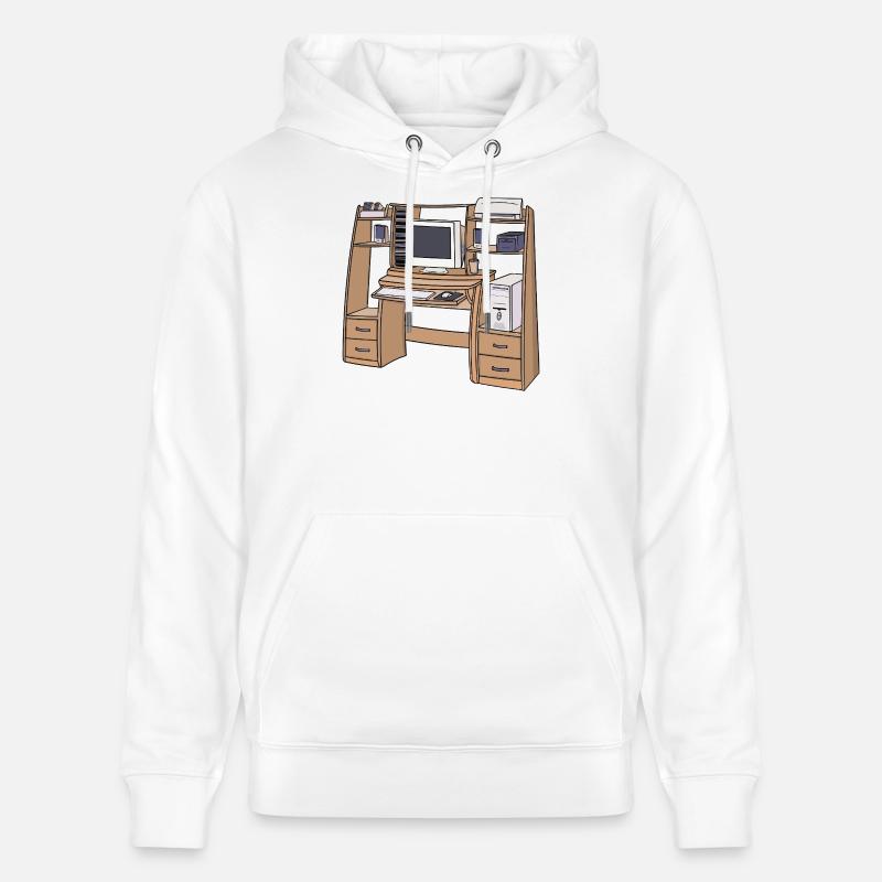 Retro-Computerschreibtisch-Setup 90er 2000er Nostalgie - Stanley/Stella Unisex Bio-Hoodie CRUISER  - Weiß