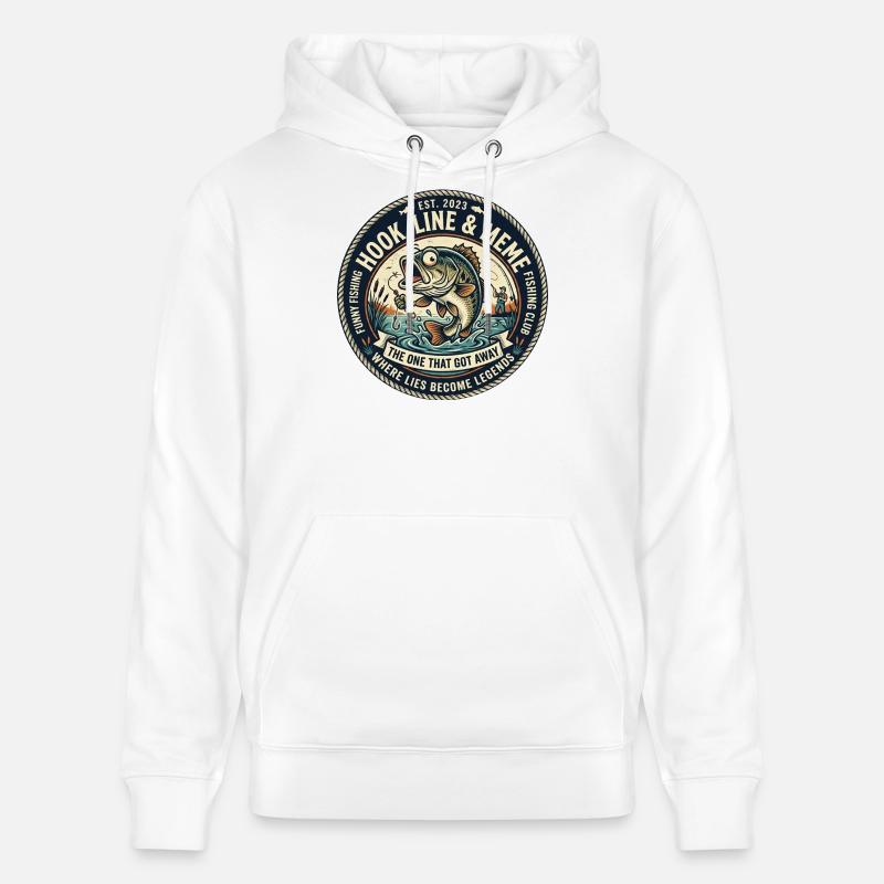 Ligne & Hook Legends Patch, pêche amusante - Sweat à capuche bio CRUISER Stanley/Stella Unisexe - blanc