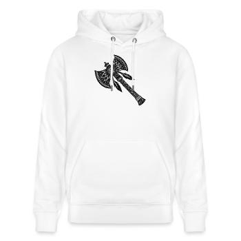 Indische Axt - Stanley/Stella Unisex Bio-Hoodie CRUISER  - Weiß - Vorne - Alina (178cm) & Michal (187cm)
