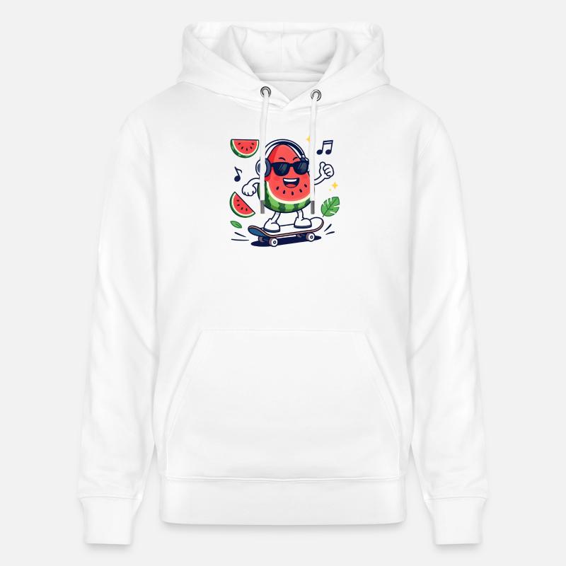 Pastèque Rythmée en Skate - Sweat à capuche bio CRUISER Stanley/Stella Unisexe - blanc