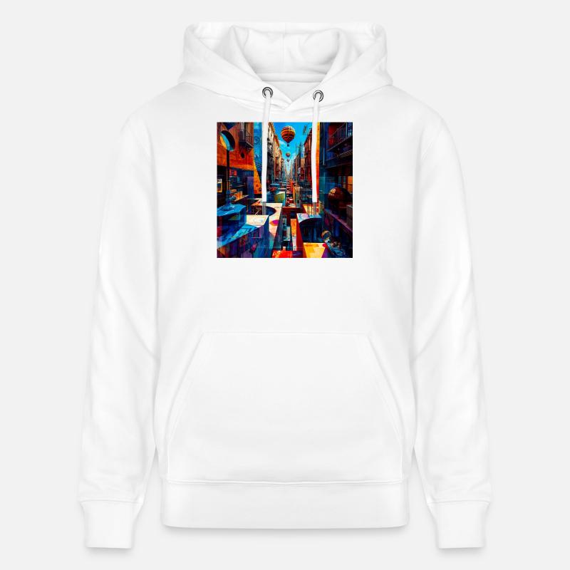 Buntes Straßenlabyrinth mit Luftballons - Stanley/Stella Unisex Bio-Hoodie CRUISER  - Weiß