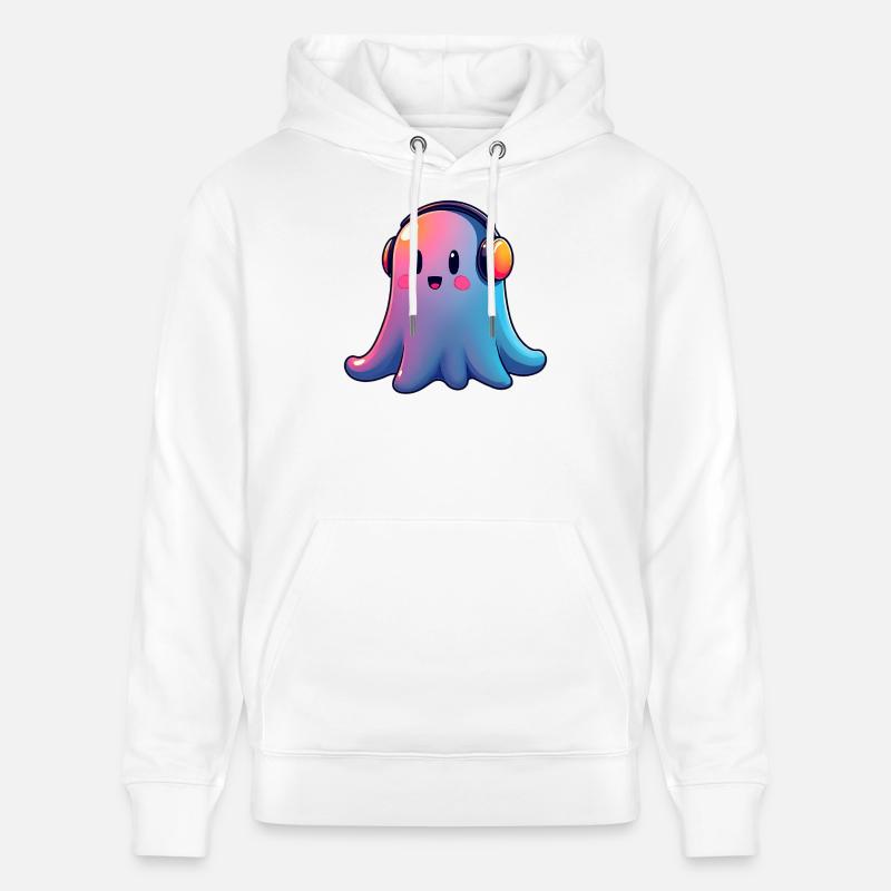 Ghost avec un casque - Sweat à capuche bio CRUISER Stanley/Stella Unisexe - blanc