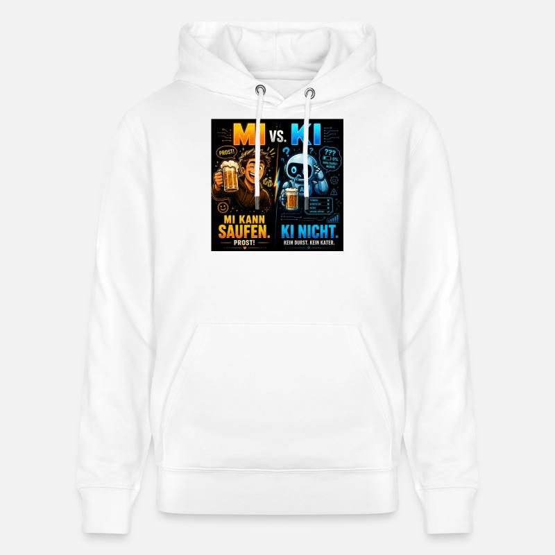 MI vs KI – Prost statt Prompt - Stanley/Stella Unisex Bio-Hoodie CRUISER  - Weiß
