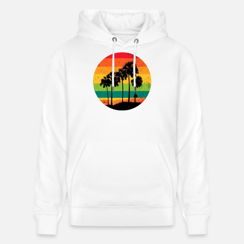 Palm Trees Beach Sunset Rétro - Sweat à capuche bio CRUISER Stanley/Stella Unisexe - blanc