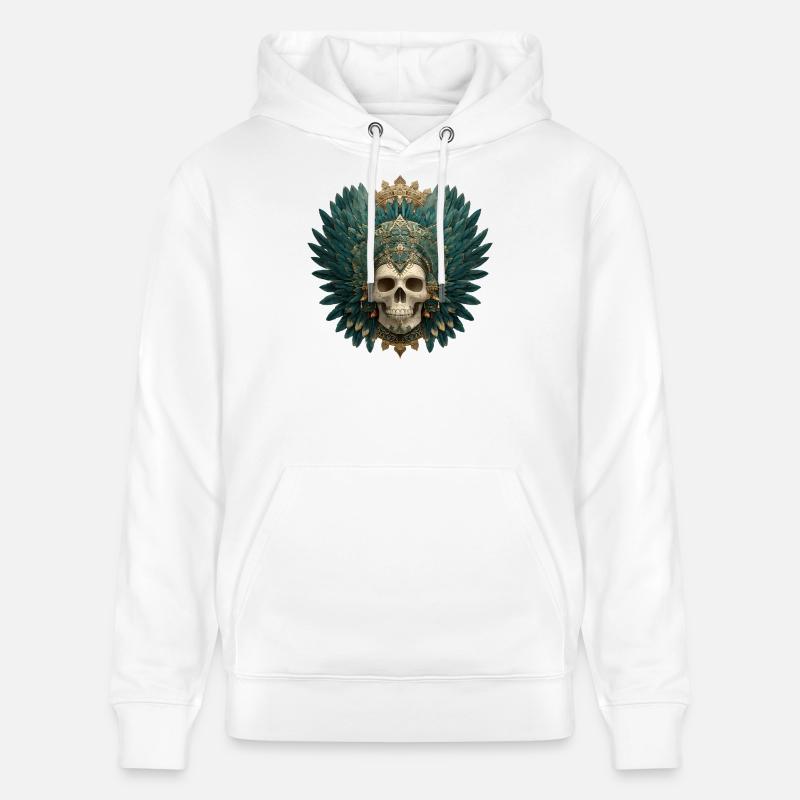 Crâne de Quetzal Calavera - Sweat à capuche bio CRUISER Stanley/Stella Unisexe - blanc