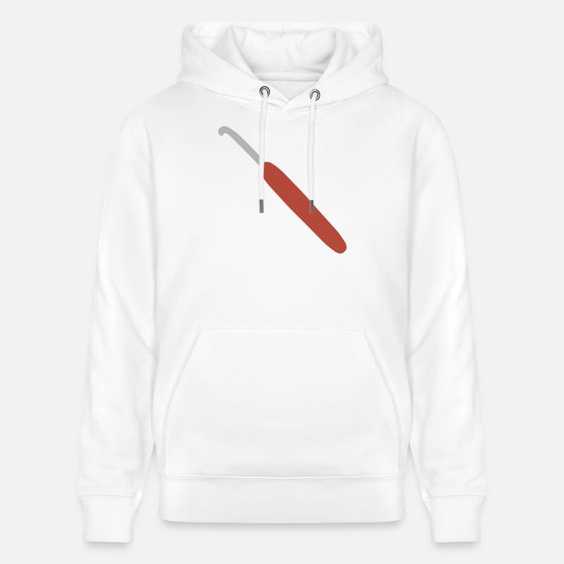 Crochet à manche rouge - Sweat à capuche bio CRUISER Stanley/Stella Unisexe - blanc