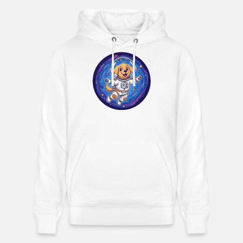 Chien de l’espace en combinaison d’astronaute - Sweat à capuche bio CRUISER Stanley/Stella Unisexe - blanc