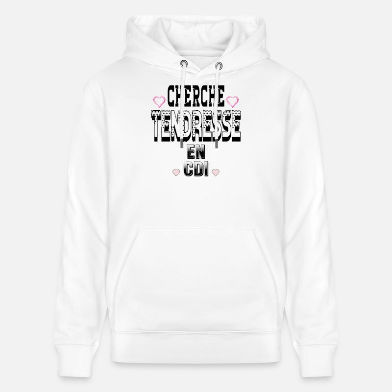 Cherche Tendresse en CDI - Sweat à capuche bio CRUISER Stanley/Stella Unisexe - blanc