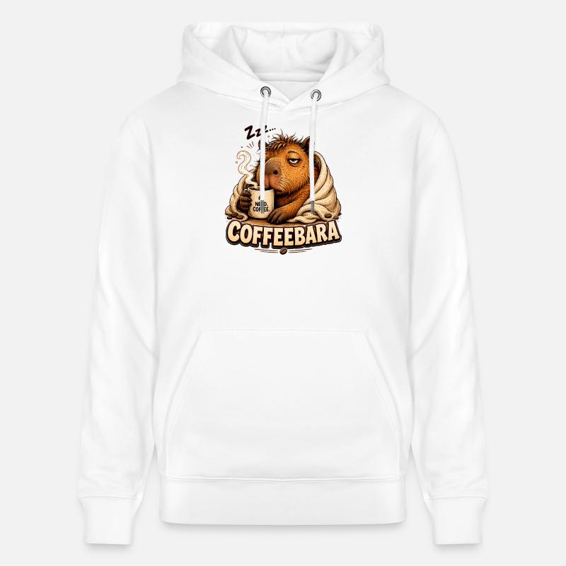 CoffeeBara Capybara - Sweat à capuche bio CRUISER Stanley/Stella Unisexe - blanc