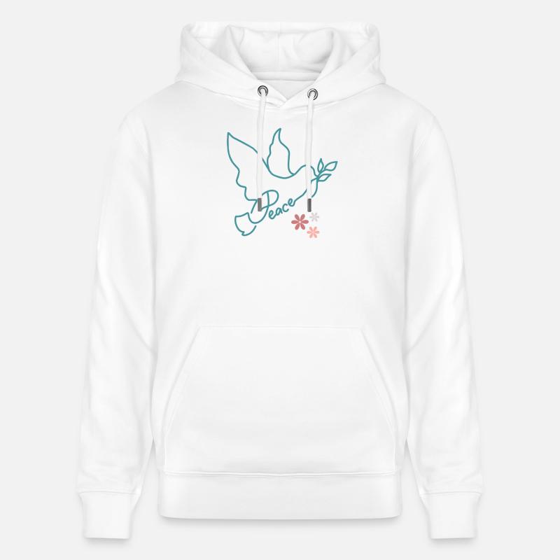 Colombe de paix avec des fleurs - Sweat à capuche bio CRUISER Stanley/Stella Unisexe - blanc