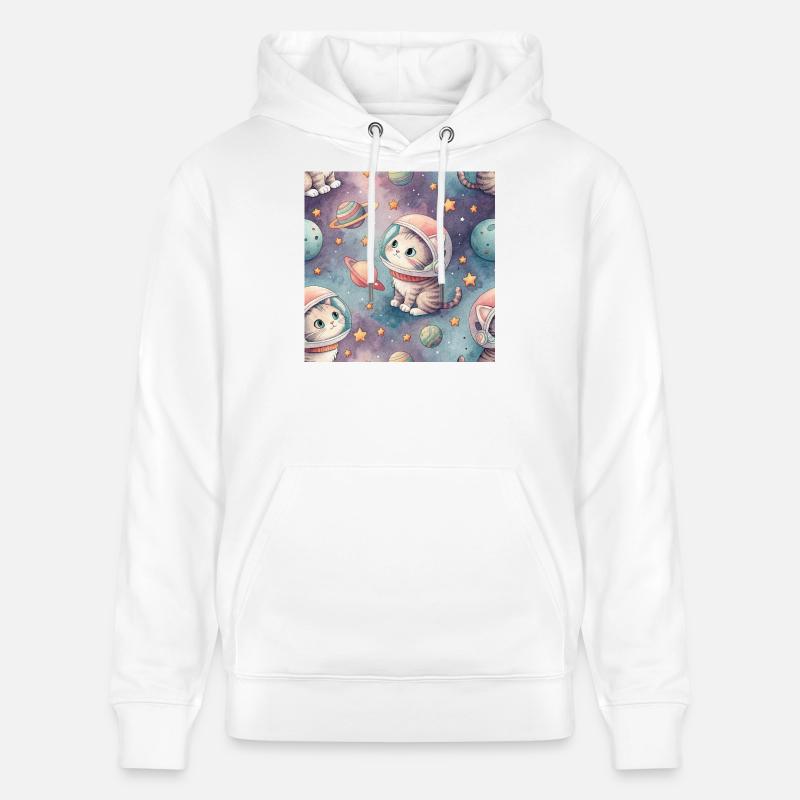 Kosmisches Kätzchen im Orbit - Stanley/Stella Unisex Bio-Hoodie CRUISER  - Weiß