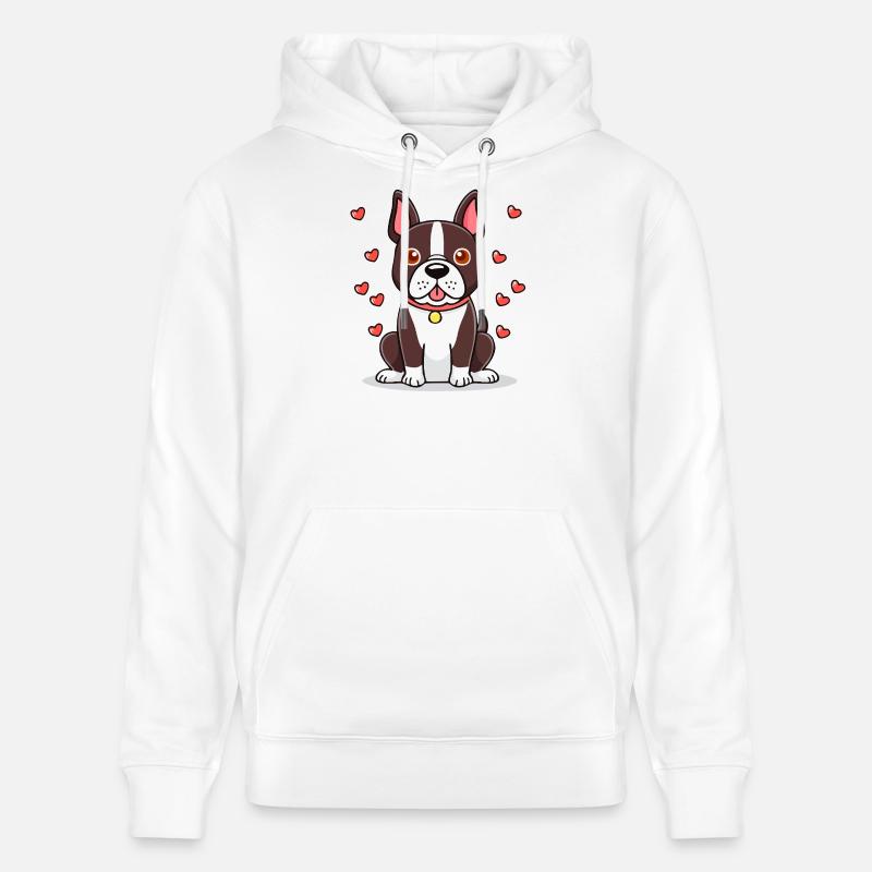 Boston Terrier (bande dessinée) - Sweat à capuche bio CRUISER Stanley/Stella Unisexe - blanc