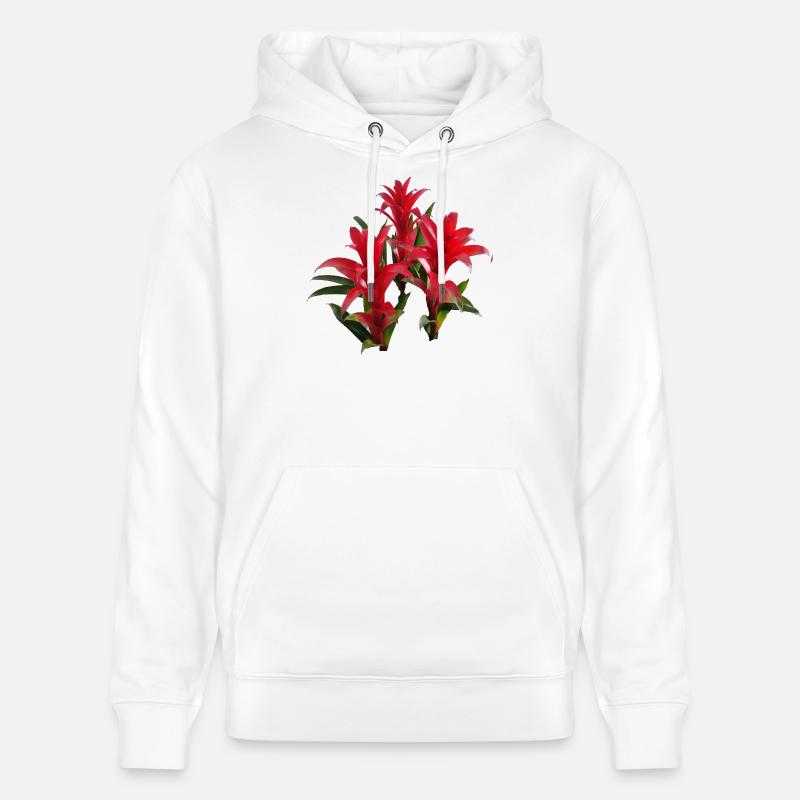 Vibrant_Red_Bromeliads - Sweat à capuche bio CRUISER Stanley/Stella Unisexe - blanc