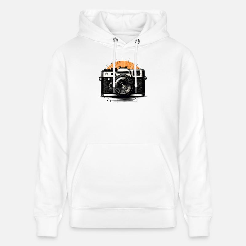 Caméra rétro Sunburst - Sweat à capuche bio CRUISER Stanley/Stella Unisexe - blanc