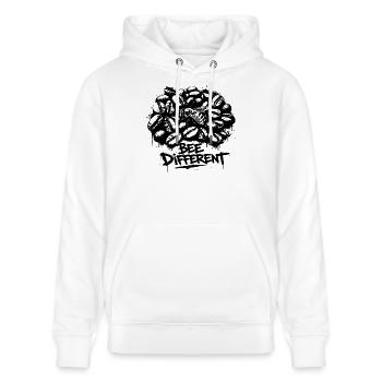 Be Different Kaffeebohnen Motiv - Stanley/Stella Unisex Bio-Hoodie CRUISER  - Weiß - Vorne - Alina (178cm) & Michal (187cm)