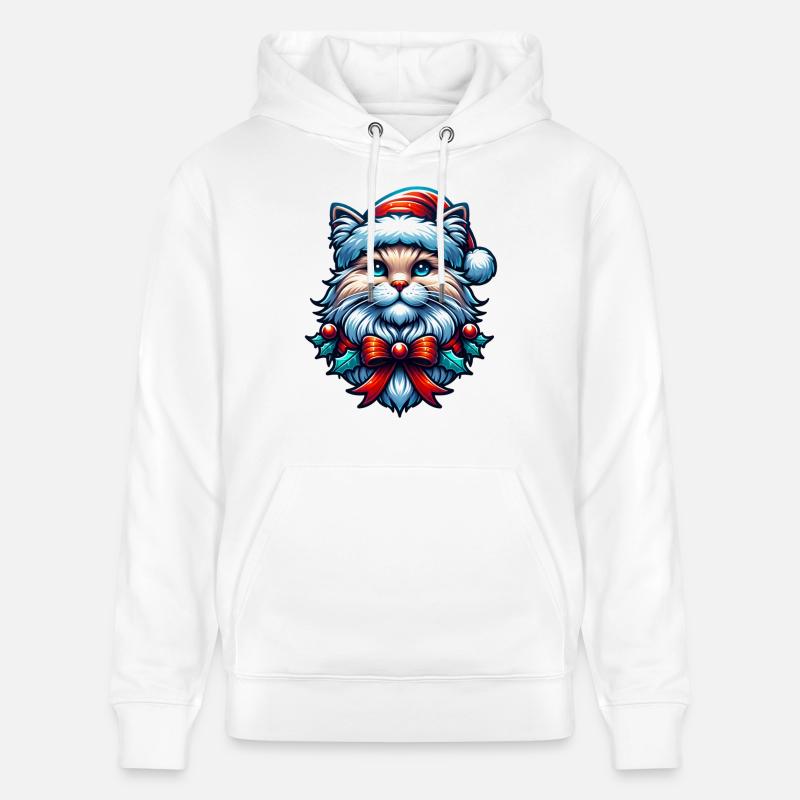 Noël chat - Sweat à capuche bio CRUISER Stanley/Stella Unisexe - blanc