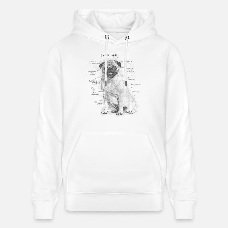 Anatomie eines Mops - Stanley/Stella Unisex Bio-Hoodie CRUISER  - Weiß