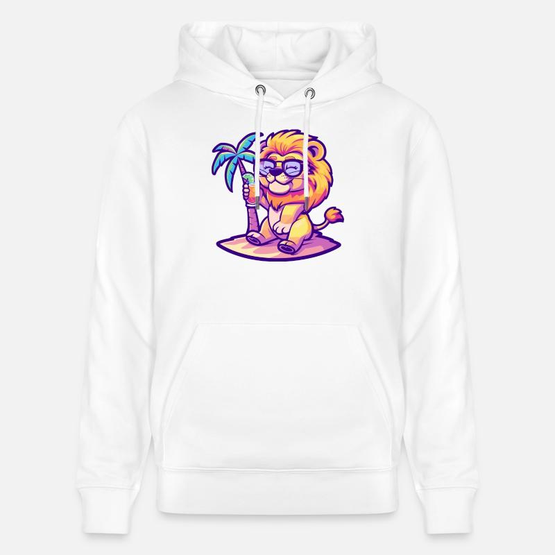 Bande dessinée Lion Summer Beach - Sweat à capuche bio CRUISER Stanley/Stella Unisexe - blanc