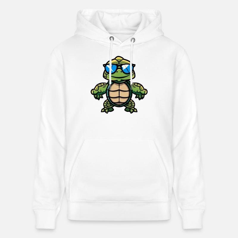 Tortue Bande Dessinée Cool - Sweat à capuche bio CRUISER Stanley/Stella Unisexe - blanc