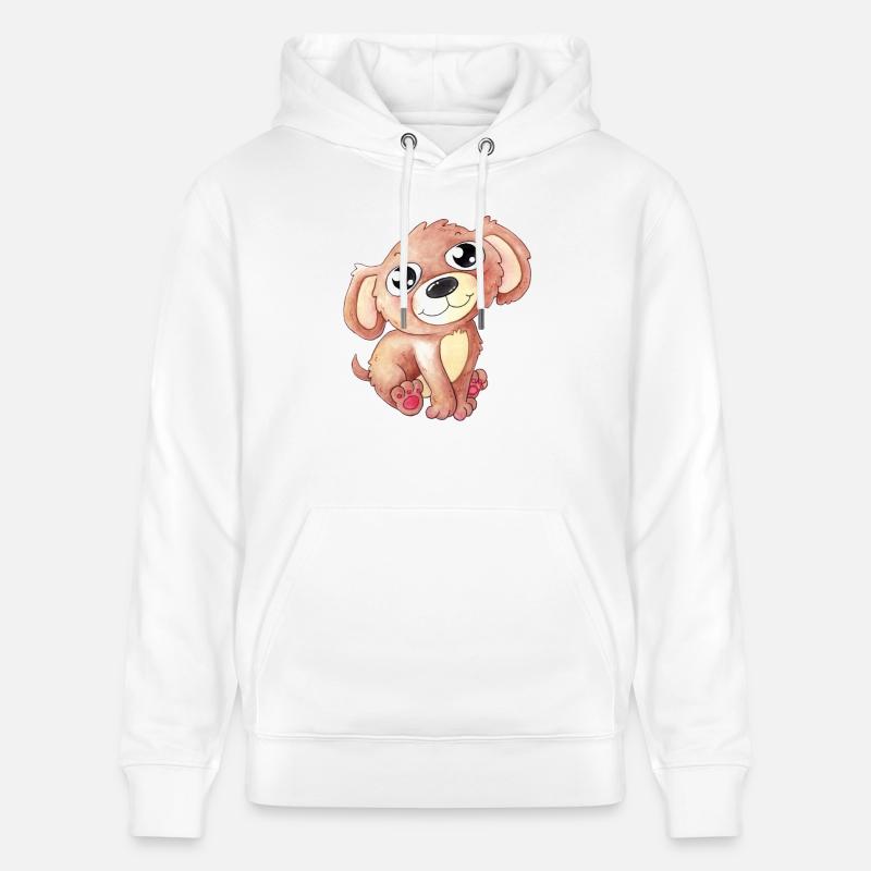 Chien de dessin animé mignon - Sweat à capuche bio CRUISER Stanley/Stella Unisexe - blanc