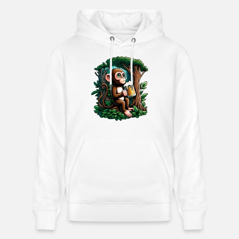 Singe Bière Décontracté - Sweat à capuche bio CRUISER Stanley/Stella Unisexe - blanc