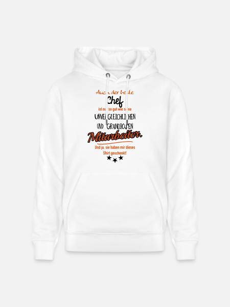 bester Chef grandiose Mitarbeiter - Stanley/Stella Unisex Bio-Hoodie CRUISER - Weiß