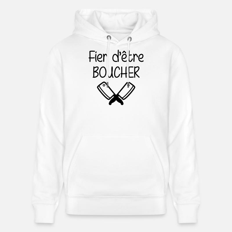 Fier d'être boucher - Sweat à capuche bio CRUISER Stanley/Stella Unisexe - blanc