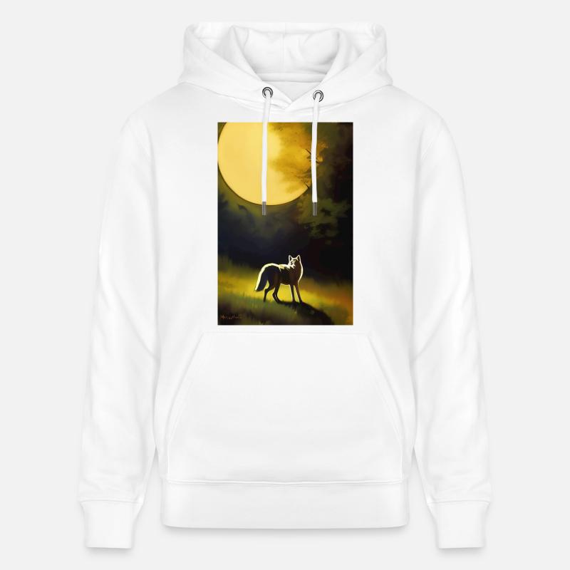Le loup et la lune - Sweat à capuche bio CRUISER Stanley/Stella Unisexe - blanc