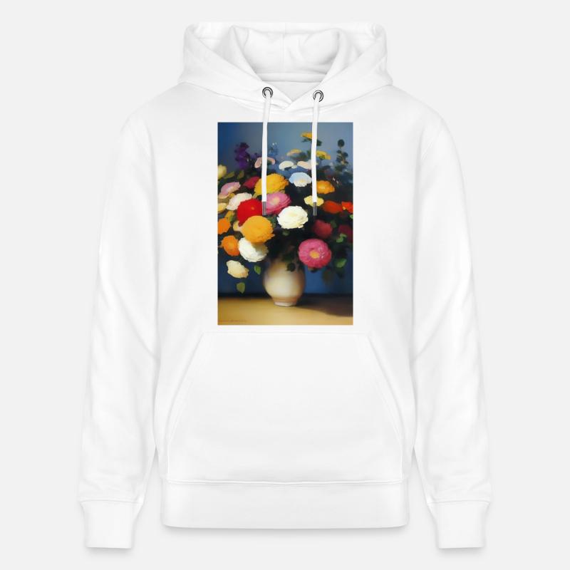 Fleurs et papillon - Sweat à capuche bio CRUISER Stanley/Stella Unisexe - blanc