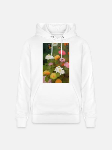 Fleurs et papillon - Sweat à capuche bio CRUISER Stanley/Stella Unisexe - blanc