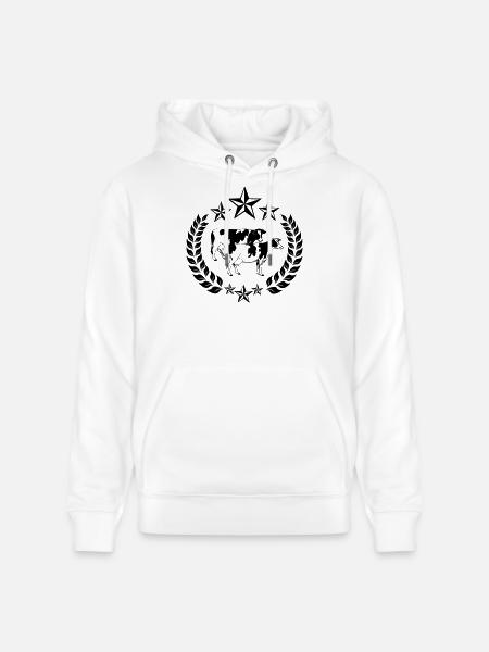 Cows in laurel wreath six stars - Stanley/Stella CRUISER Unisex Organic Hoodie - white