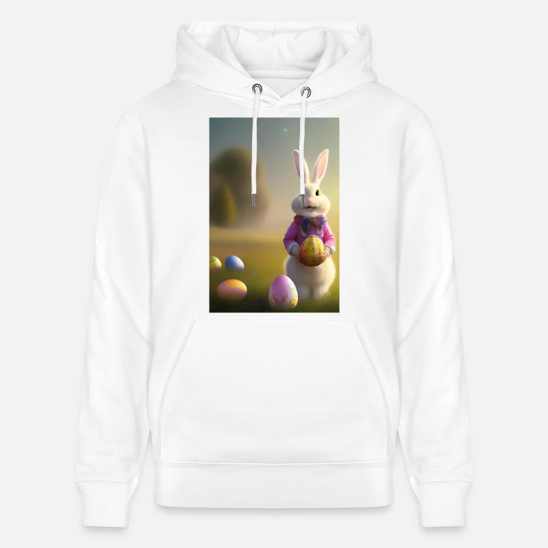 Easter Bunny with Easter Eggs - Stanley/Stella CRUISER Unisex Organic Hoodie - white