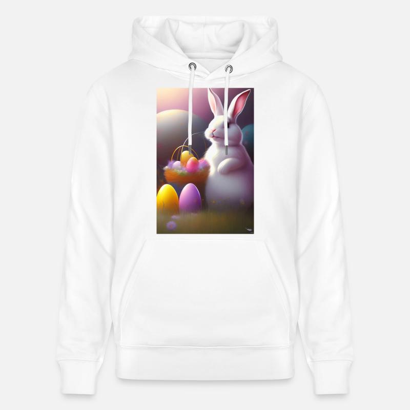 Easter Bunny with Easter Eggs - Stanley/Stella CRUISER Unisex Organic Hoodie - white