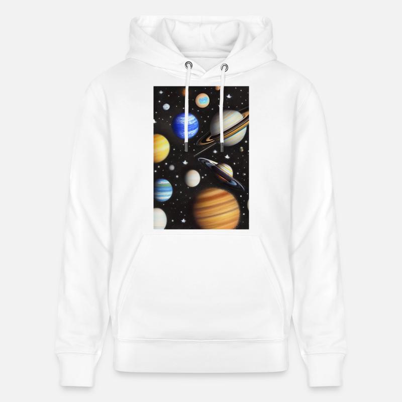 Espace et planètes - Sweat à capuche bio CRUISER Stanley/Stella Unisexe - blanc