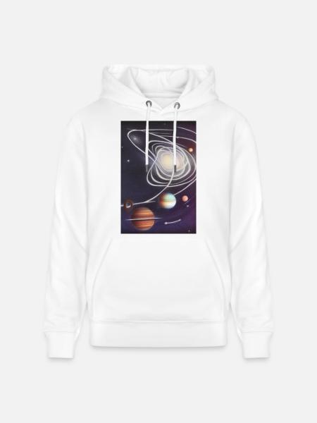 Space and planets - Stanley/Stella CRUISER Unisex Organic Hoodie - white