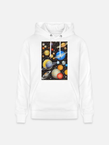 Espace et planètes - Sweat à capuche bio CRUISER Stanley/Stella Unisexe - blanc