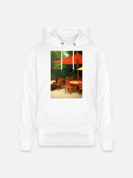 Outdoor Asian Cafe - Stanley/Stella CRUISER Unisex Organic Hoodie - white