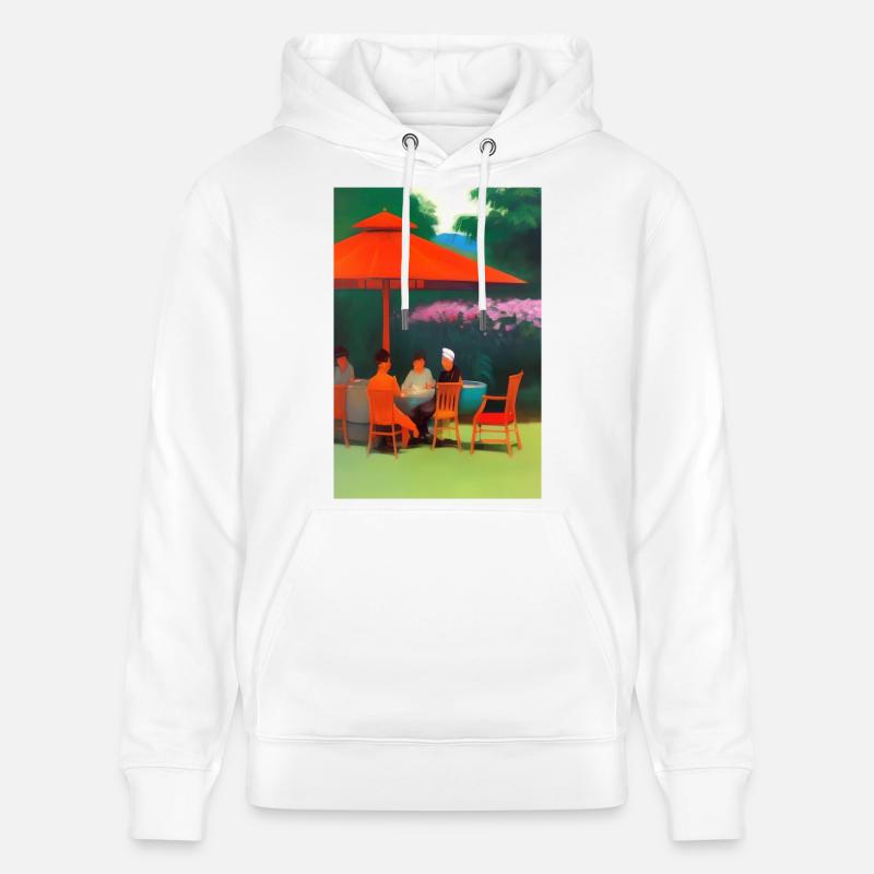 Café asiatique en plein air - Sweat à capuche bio CRUISER Stanley/Stella Unisexe - blanc