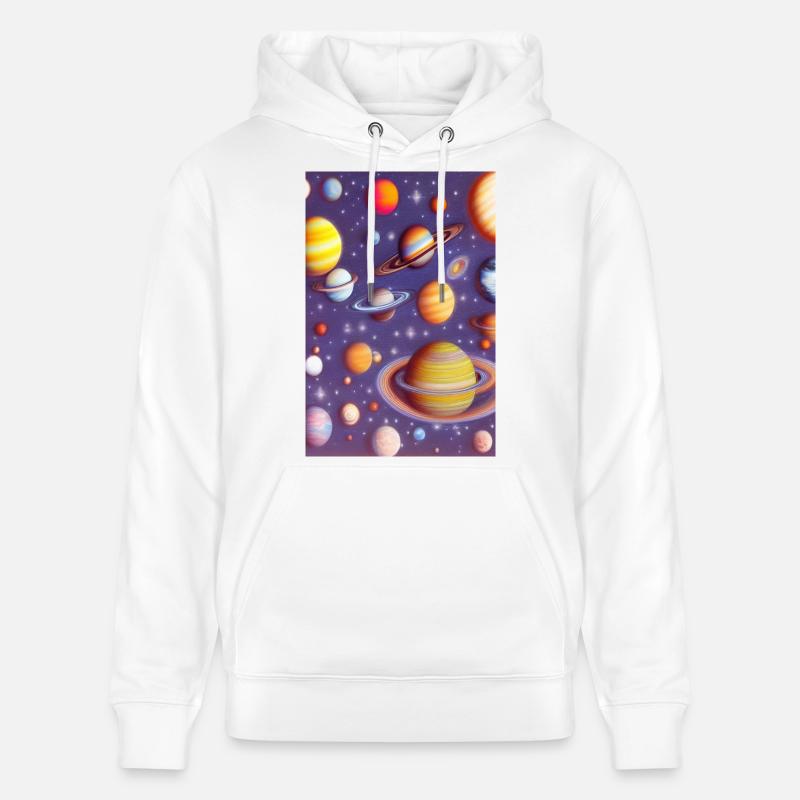 Espace et planètes - Sweat à capuche bio CRUISER Stanley/Stella Unisexe - blanc