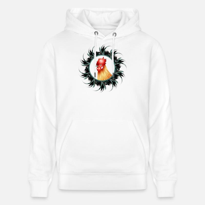 Magnifique coq en plumes - Sweat à capuche bio CRUISER Stanley/Stella Unisexe - blanc