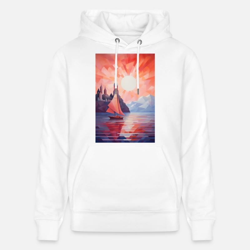 Paysage Maritime dans un style géométrique - Sweat à capuche bio CRUISER Stanley/Stella Unisexe - blanc