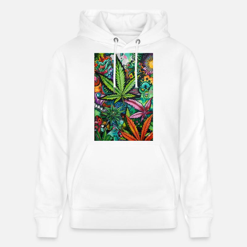 Psychedelic Leaf World - Sweat à capuche bio CRUISER Stanley/Stella Unisexe - blanc