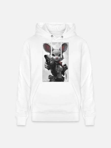 Action bunny in leather jacket - Stanley/Stella CRUISER Unisex Organic Hoodie - white