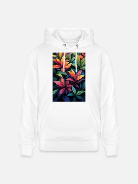 Neon Tropical Leaves Pattern - Stanley/Stella CRUISER Unisex Organic Hoodie - white