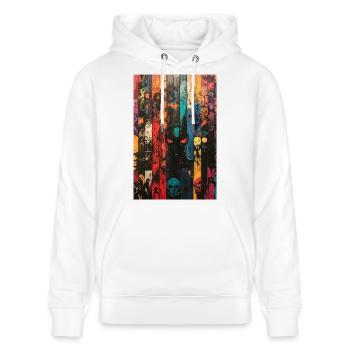 Farbige Schädel-Panel-Kunst - Stanley/Stella Unisex Bio-Hoodie CRUISER  - Weiß - Vorne - Alina (178cm) & Michal (187cm)