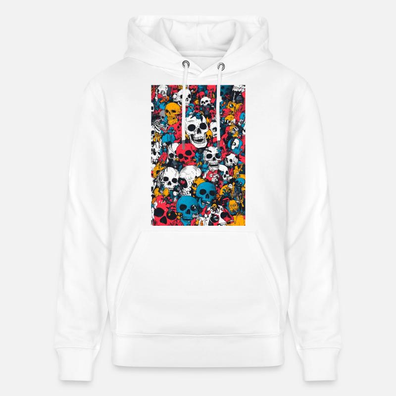 Kaléidoscope de crâne coloré - Sweat à capuche bio CRUISER Stanley/Stella Unisexe - blanc