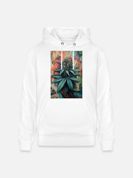 Graffiti Cannabis Leaf Art - Stanley/Stella CRUISER Unisex Organic Hoodie - white
