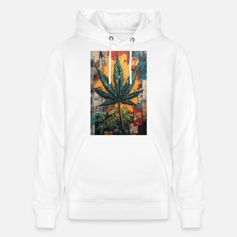 Graffiti Hanfblatt Wandkunst - Stanley/Stella Unisex Bio-Hoodie CRUISER  - Weiß