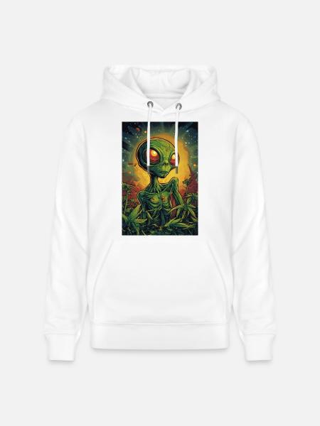 Jungle Alien Neon Eye - Stanley/Stella CRUISER Unisex Organic Hoodie - white